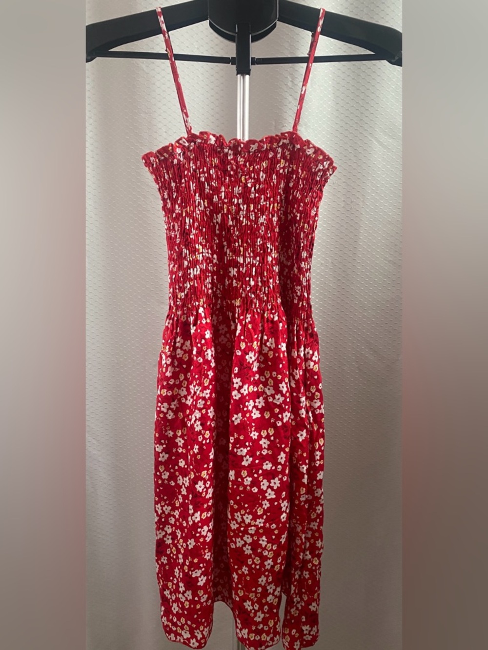 Muse Red Floral Smocked Mini Dress